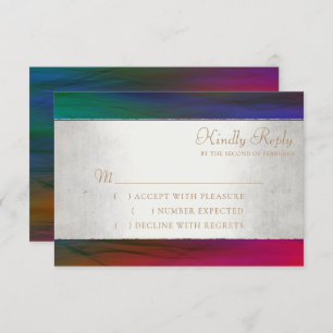 Vibrant Wisps Dark Jewel Tone Watercolor RSVP Card