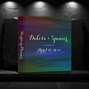 Vibrant Wisps Dark Watercolor Wedding Album Binder