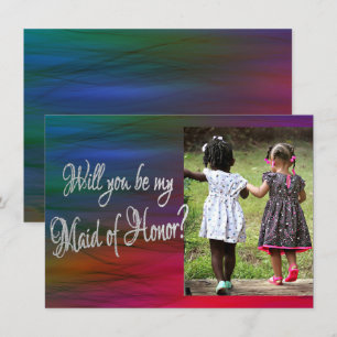 Vibrant Wisps Jewel Tone Photo Bridal Party Ask Invitation