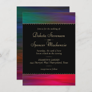 Vibrant Wisps Jewel Tone Watercolor Wedding Invitation