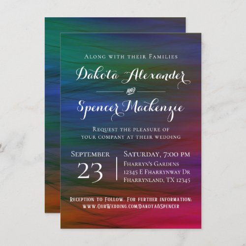 Vibrant Wisps  Jewel Tone Watercolor Wedding Invitation