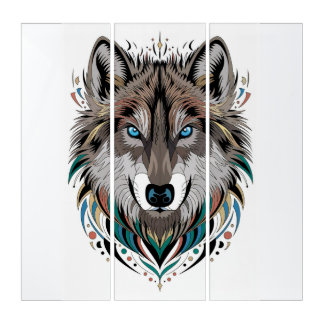 Vibrant Wolf Spirit – Colorful Geometric Wall Art