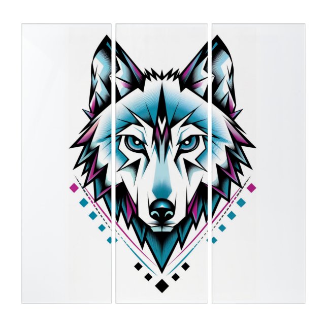 Vibrant Wolf Spirit – Colorful Geometric Wall Art (Front)