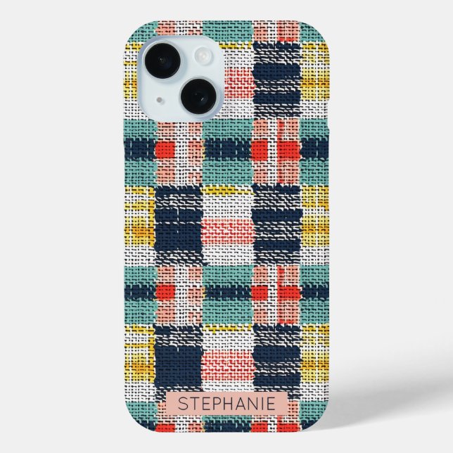 Vibrant Woven Plaid - Retro Boho Checkered Pattern Case-Mate iPhone Case (Back)