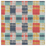 Vibrant Woven Plaid - Retro Boho Checkered Pattern Fabric