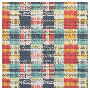 Vibrant Woven Plaid - Retro Boho Checkered Pattern Fabric