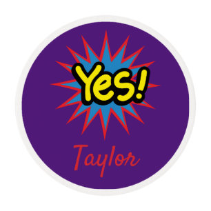 Vibrant Wow Purple Yellow Red Comic Book Theme Edible Frosting Rounds