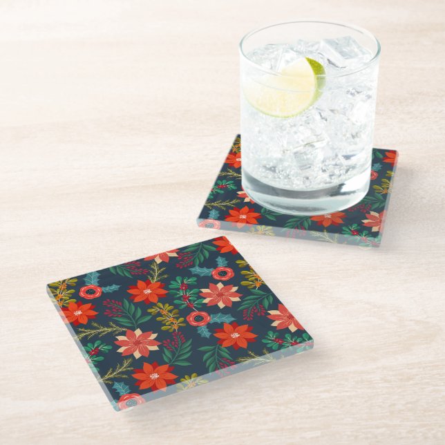 Vibrant Xmas Floral Coaster (Angled)