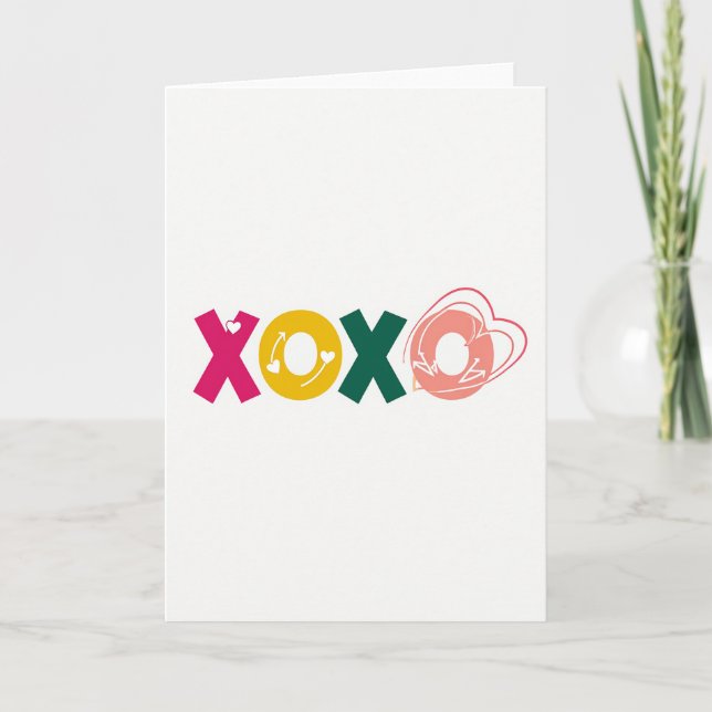 Vibrant Xoxo Hugs And Kisses Card (Front)