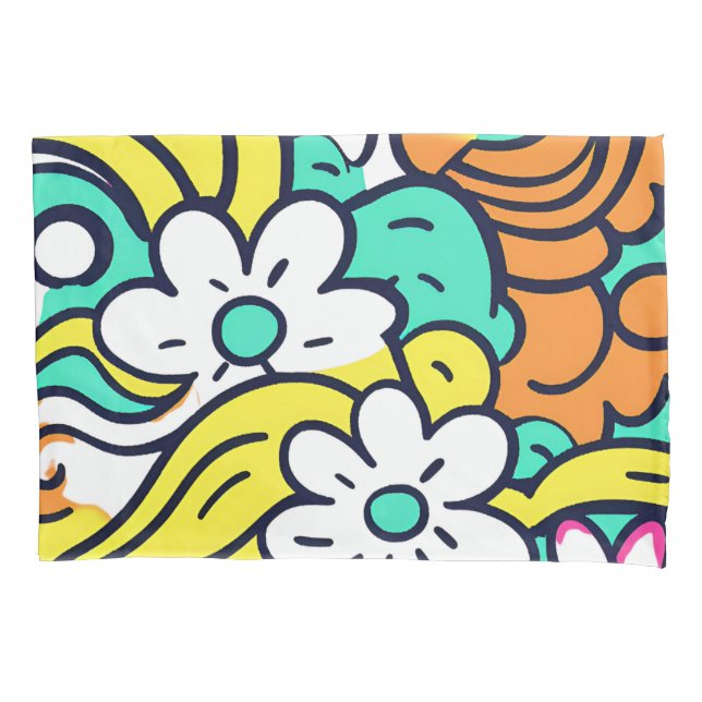 Vibrant Y2K Wildflower Bold Retro Spring Design Pillow Case (Front)