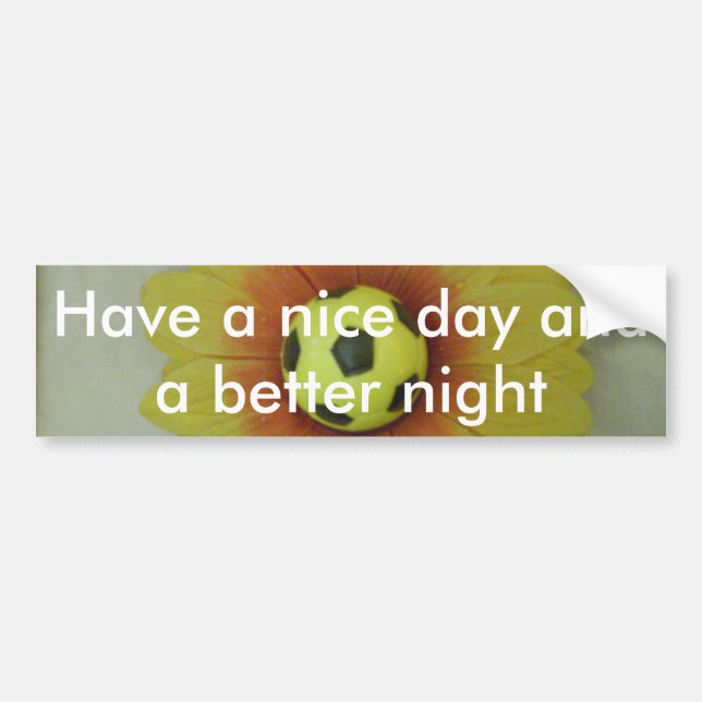 Vibrant Yellow and Black Football (Soccer) Art Bumper Sticker (Front)