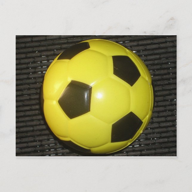Vibrant Yellow and Black Football (Soccer) Art Postcard (Front)