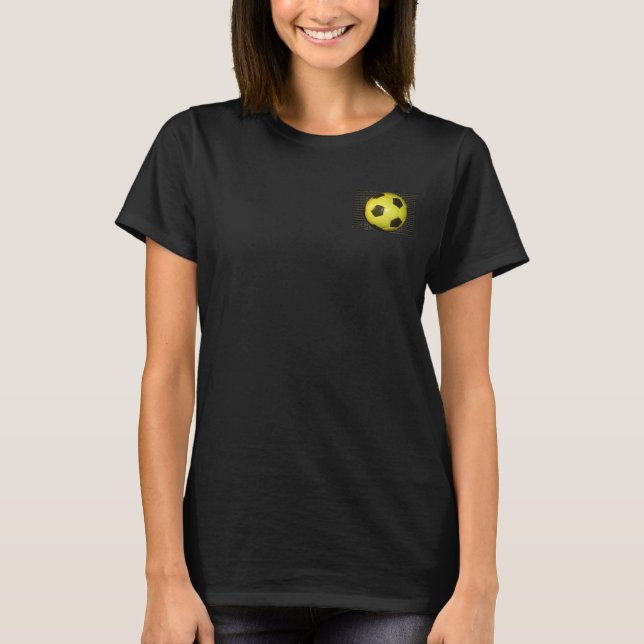 Vibrant Yellow and Black Football (Soccer) Art T-Shirt (Front)