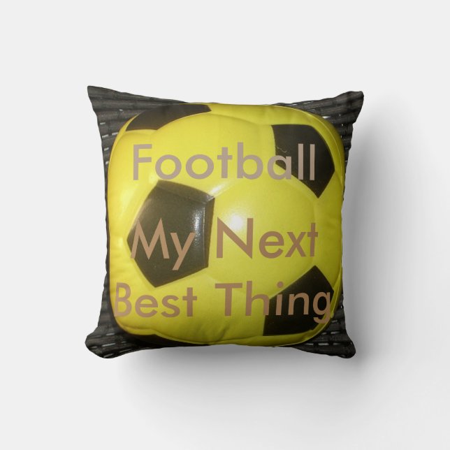 Vibrant Yellow and Black Football (Soccer) Art Throw Pillow (Front)