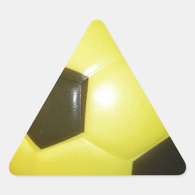 Vibrant Yellow and Black Football (Soccer) Art Triangle Sticker (Front)