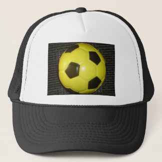 Vibrant Yellow and Black Football (Soccer) Art Trucker Hat