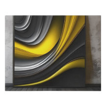 vibrant yellow and grey abstract wall home decor