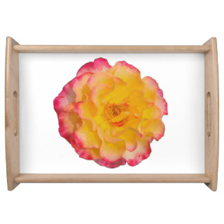 Vibrant Yellow and Pink Rose Serving Tray