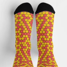 Vibrant Yellow and Red Honeycomb Socks | Retro
