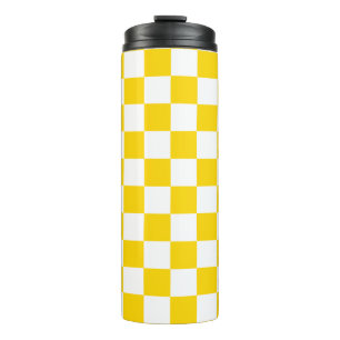 Vibrant Yellow and White Checkered Chess Retro Thermal Tumbler