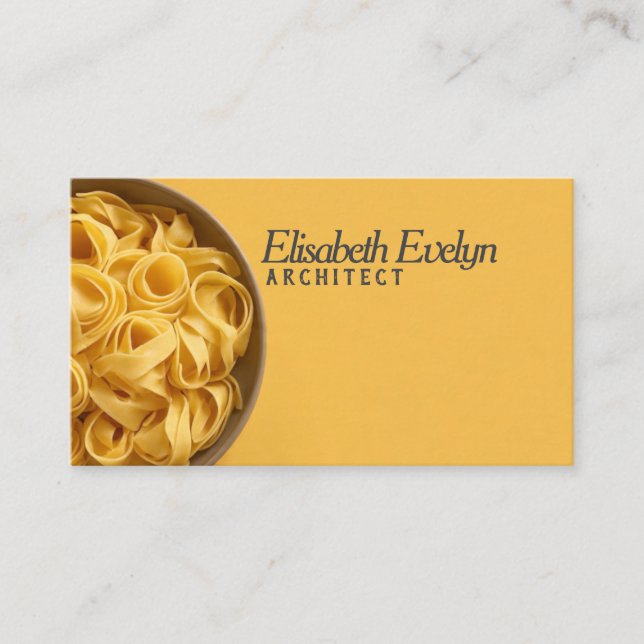 Vibrant Yellow Background with Pasta Bowl Business Card (Front)