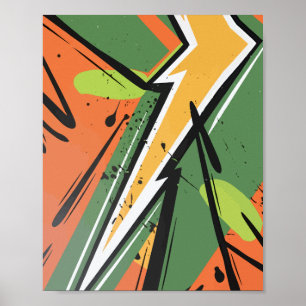Vibrant yellow, black, and Green Abstract Motion Poster