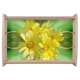 Vibrant Yellow Daisy Bouquet Serving Tray