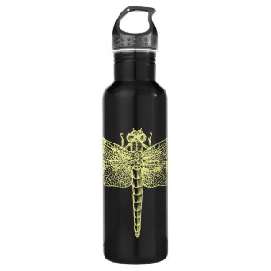 Vibrant Yellow Dragonfly Nature Insect Water Bottle