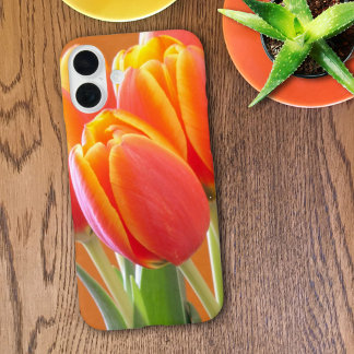 Vibrant Yellow Edged Orange Tulips Photograph iPhone 16 Plus Case