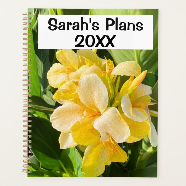 Vibrant Yellow Flower Photograph With Custom Text Planner (Front)