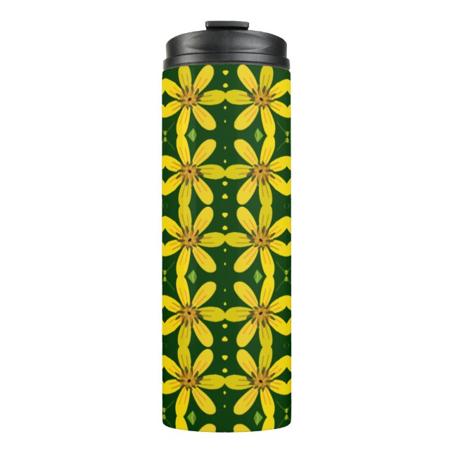 Vibrant Yellow Flower Seamless Pattern  Thermal Tumbler (Front)