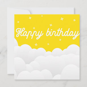 Vibrant yellow happy birthday party flyer poster card