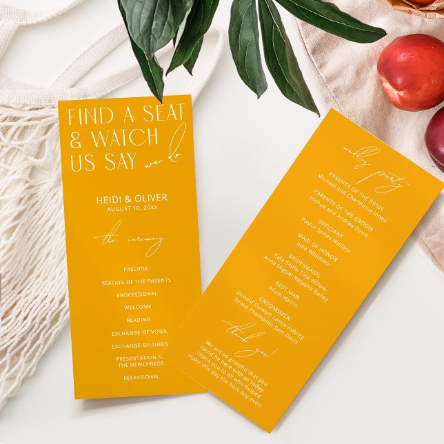 Vibrant Yellow Modern Wedding Programs (Creator Uploaded)