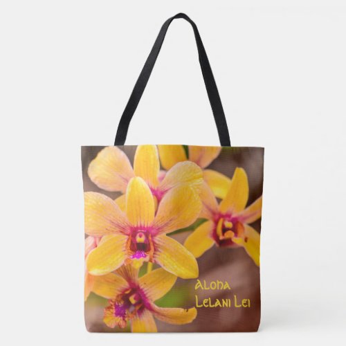 Vibrant Yellow Orchid Hawaiian Monogram Beach Bag