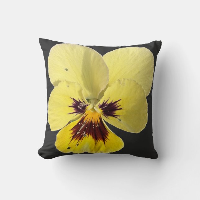 Vibrant Yellow Pansy Flower Photo Throw Pillow (Front)