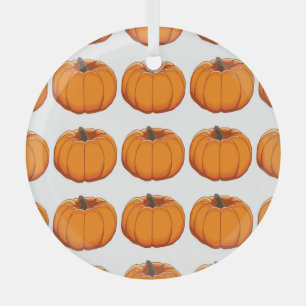 Vibrant yellow pumpkin pattern illustration. glass ornament