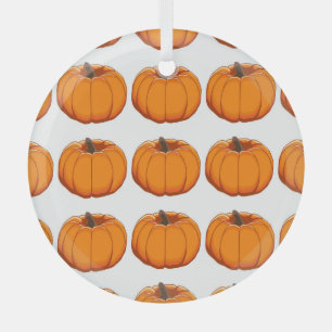 Vibrant yellow pumpkin pattern illustration. glass ornament