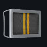 Vibrant Yellow Racing Stripes Carbon Fiber Style Belt Buckle<br><div class="desc">A yellow,  yellow racing stripes accent in carbon fiber style design decor. The carbon fiber print look suits automotive,  modern,  and industrial tastes and the vibrant vertical lines make for a dynamic design.</div>