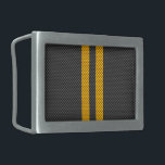 Vibrant Yellow Racing Stripes Carbon Fiber Style Belt Buckle<br><div class="desc">A yellow,  yellow racing stripes accent in carbon fiber style design decor. The carbon fiber print look suits automotive,  modern,  and industrial tastes and the vibrant vertical lines make for a dynamic design.</div>