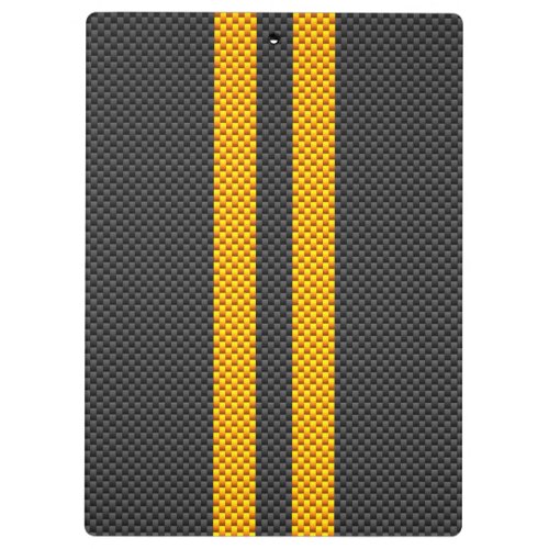 Vibrant Yellow Racing Stripes Carbon Fiber Style Clipboard
