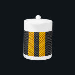 Vibrant Yellow Racing Stripes Carbon Fiber Style Teapot<br><div class="desc">A yellow,  yellow racing stripes accent in carbon fiber style design decor. The carbon fiber print look suits automotive,  modern,  and industrial tastes and the vibrant vertical lines make for a dynamic design.</div>