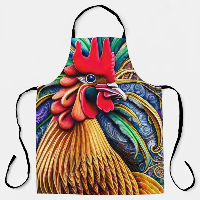 Vibrant Yellow Rooster  Apron (Front)