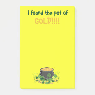 Vibrant Yellow St. Patrick's Pot of Gold Post-it Notes