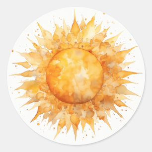 Vibrant Yellow Sun Sunshine Classic Round Sticker