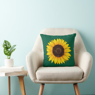 Vibrant Yellow Sunflower Bloom Throw Pillow