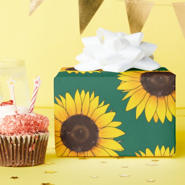 Vibrant Yellow Sunflower Bloom Wrapping Paper (Birthday Party)