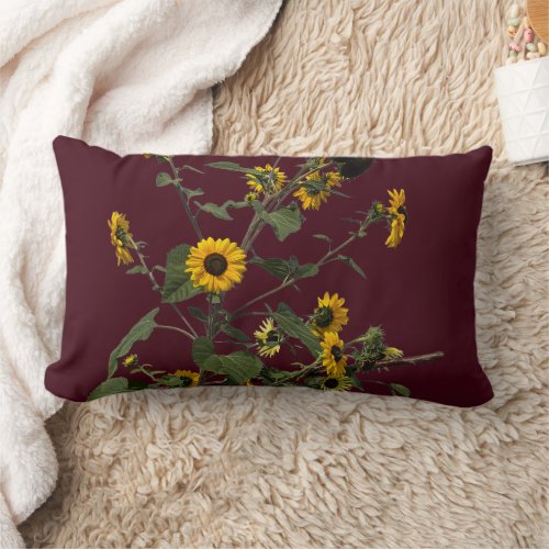 Vibrant Yellow Sunflower Lumbar Pillow