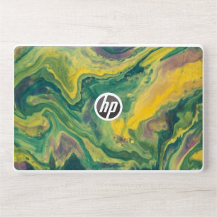 Vibrant Yellow Teal and Green Fluid Acrylic Pour A HP Laptop Skin