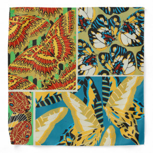 Vibrant Yellow & Teal Art Deco Butterfly Art Bandana