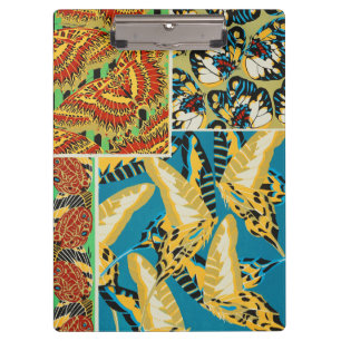 Vibrant Yellow & Teal Art Deco Butterfly Art Clipboard